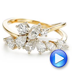 14k Yellow Gold Two-tone Cluster Diamond Ring - Video -  105214 - Thumbnail