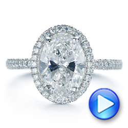  18K Gold 18K Gold Pave Diamond Halo Engagement Ring - Video -  105230 - Thumbnail