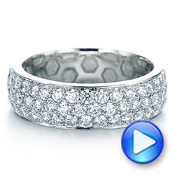 14k White Gold 14k White Gold Men's Diamond Pave Hexagon Eternity Band - Video -  105233 - Thumbnail