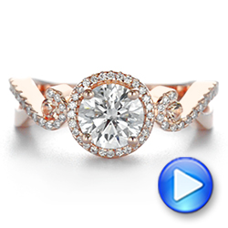 14k Rose Gold Champagne Sapphire And Diamond Halo Engagement Ring - Video -  105286 - Thumbnail