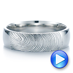 14k White Gold 14k White Gold Custom Fingerprint Engraved Men's Band - Video -  105310 - Thumbnail