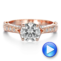 18k Rose Gold And Platinum 18k Rose Gold And Platinum Two-tone Ruby And Diamond Vintage-inspired Engagement Ring - Video -  105312 - Thumbnail