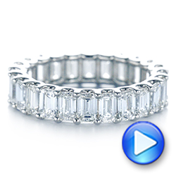 14k White Gold 14k White Gold Emerald Cut Diamond Eternity Wedding Band - Video -  105313 - Thumbnail