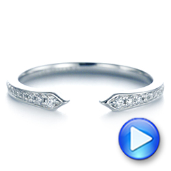 14k White Gold Open Stackable Women's Diamond Wedding Band - Video -  105315 - Thumbnail