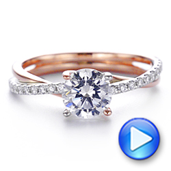 18k Rose Gold And 18K Gold Criss Cross Two Tone Diamond Engagement Ring - Video -  105329 - Thumbnail