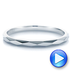 18k White Gold 18k White Gold Stackable Geometric Wedding Band - Video -  105334 - Thumbnail