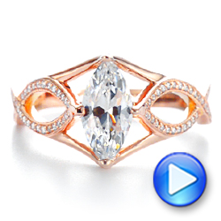14k Rose Gold Custom Criss Cross Marquise Diamond Engagement Ring - Video -  105359 - Thumbnail