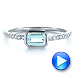 18k White Gold 18k White Gold Aquamarine And Diamond Fashion Ring - Video -  105400 - Thumbnail