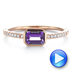 18k Rose Gold 18k Rose Gold Amethyst And Diamond Fashion Ring - Video -  105404 - Thumbnail