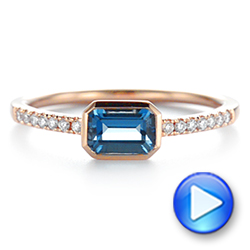 14k Rose Gold London Blue Topaz And Diamond Fashion Ring - Video -  105405 - Thumbnail
