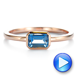 14k Rose Gold Emerald Cut London Blue Topaz Fashion Ring - Video -  105407 - Thumbnail