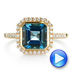 14k Yellow Gold London Blue Topaz And Diamond Fashion Ring - Video -  105418 - Thumbnail