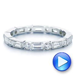 18k White Gold Custom Baguette Diamond Eternity Wedding Band - Video -  105481 - Thumbnail