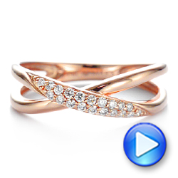 14k Rose Gold Criss Cross Pave Diamond Fashion Ring - Video -  105496 - Thumbnail