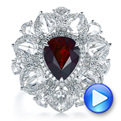 18k White Gold Starburst Diamond And Ruby Fashion Ring - Video -  105670 - Thumbnail