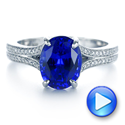  Platinum Blue Sapphire And Diamond Engagement Ring - Video -  105712 - Thumbnail