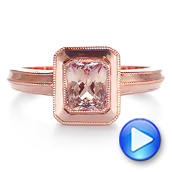 14k Rose Gold Solitaire Peach Sapphire Engagement Ring - Video -  105713 - Thumbnail