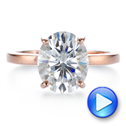 14k Rose Gold Oval Moissanite And Diamond Engagement Ring - Video -  105715 - Thumbnail