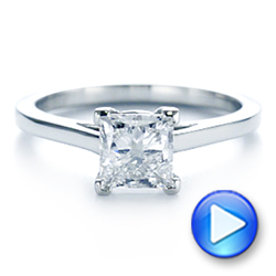 18k White Gold 18k White Gold Peekaboo Blue Sapphire And Diamond Solitaire Engagement Ring - Video -  105718 - Thumbnail