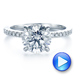 14k White Gold 14k White Gold Peekaboo Blue Sapphire And Diamond Engagement Ring - Video -  105719 - Thumbnail