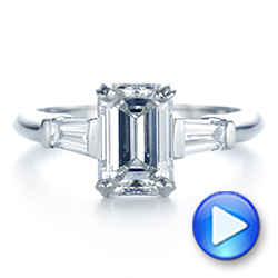 18k White Gold 18k White Gold Three Stone Tapered Baguette Diamond Engagement Ring - Video -  105742 - Thumbnail