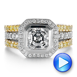  Platinum And 14k Yellow Gold Custom Yellow And White Diamond Two Tone Engagement Ring - Video -  105743 - Thumbnail