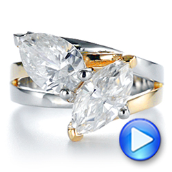  Platinum And 18k Yellow Gold Platinum And 18k Yellow Gold Two-stone Two-tone Moissanite Engagement Ring - Video -  105748 - Thumbnail