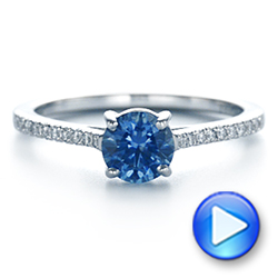 14k White Gold Blue Montana Sapphire And Diamond Engagement Ring - Video -  105750 - Thumbnail