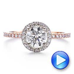 18k Rose Gold And 14K Gold Two-tone Halo Diamond Engagement Ring - Video -  105768 - Thumbnail