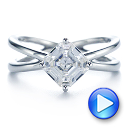  Platinum Split Shank Solitaire Asscher Diamond Engagement Ring - Video -  105772 - Thumbnail