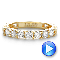 14k Yellow Gold Cut-out Diamond Wedding Band - Video -  105787 - Thumbnail