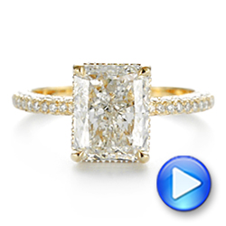 14k Yellow Gold Pave Diamond And Hidden Halo Engagement Ring - Video -  105789 - Thumbnail