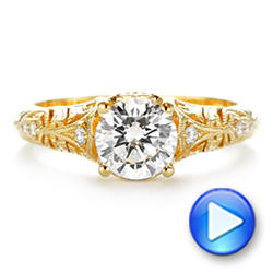 18k Yellow Gold 18k Yellow Gold Vintage Style Filigree Engagement Ring - Video -  105792 - Thumbnail
