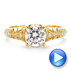 14k Yellow Gold 14k Yellow Gold Vintage Style Filigree Engagement Ring - Video -  105792 - Thumbnail