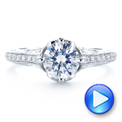 18k White Gold 18k White Gold Vintage-inspired Diamond Engagement Ring - Video -  105793 - Thumbnail