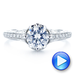  Platinum Platinum Vintage-inspired Diamond Engagement Ring - Video -  105793 - Thumbnail