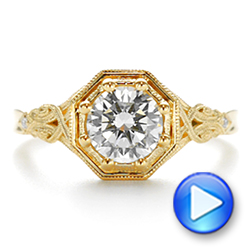 14k Yellow Gold 14k Yellow Gold Octagon Halo Diamond Engagement Ring - Video -  105794 - Thumbnail