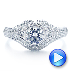 18k White Gold Vintage Dome Bezel Diamond Engagement Ring - Video -  105795 - Thumbnail