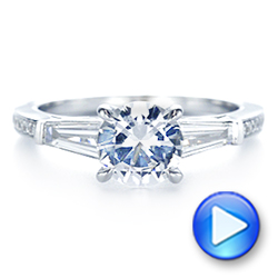 18k White Gold Three-stone Tapered Baguette Diamond Engagement Ring - Video -  105820 - Thumbnail