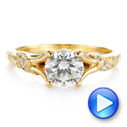 14k Yellow Gold 14k Yellow Gold Custom Diamond Floral Engagement Ring - Video -  105821 - Thumbnail