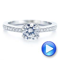 18k White Gold 5-leaf Motif Custom Engagement Ring - Video -  105825 - Thumbnail