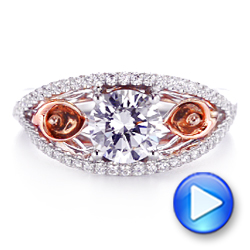 14k Rose Gold And Platinum 14k Rose Gold And Platinum Calla Lilly Custom Diamond Engagement Ring - Video -  105831 - Thumbnail