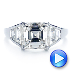  Platinum Step Cut Diamond Engagement Ring - Video -  105849 - Thumbnail