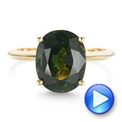 18k Yellow Gold 18k Yellow Gold Green Sapphire And Hidden Halo Diamond Engagement Ring - Video -  105861 - Thumbnail