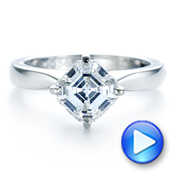 14k White Gold Super-fit Solitaire Asscher Diamond Engagement Ring - Video -  105863 - Thumbnail