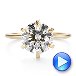 14k Yellow Gold Six Prong Solitaire Diamond Engagement Ring - Video -  105866 - Thumbnail