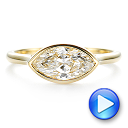 18k Yellow Gold Solitaire East-west Marquise Diamond Engagement Ring - Video -  105869 - Thumbnail