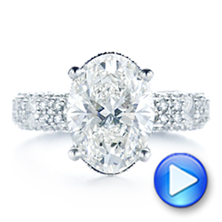 14k White Gold 14k White Gold Oval Pave Diamond Engagement Ring - Video -  105870 - Thumbnail