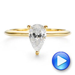14k Yellow Gold Custom Pear-shaped Hidden Halo Diamond Engagement Ring - Video -  105884 - Thumbnail