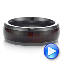 Zirconium Men's Wedding Ring With Hardwood Inlay - Video -  105889 - Thumbnail